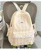 Schoolbag Summer Fresh Peach Light Pink Striped Bow Schoolbag Milk Huhu Sweet Girl Heart Girlfriend Travel Backpack