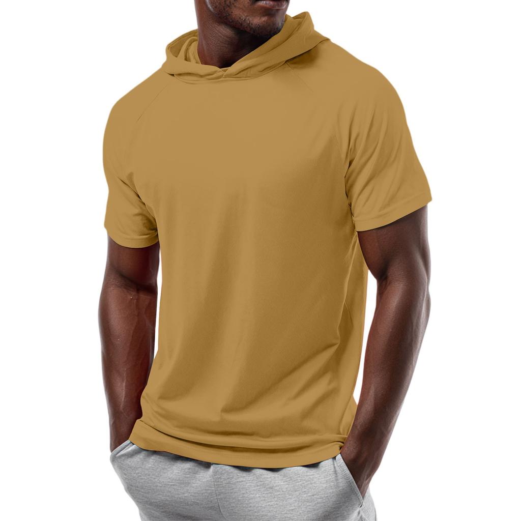 Pánské tričko s kapucí s krátkým rukávem a rovnými rameny