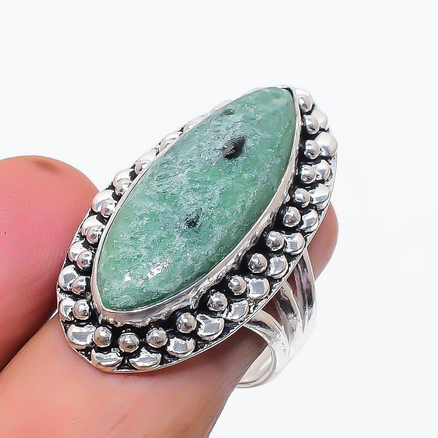 Natural Amazonite Gemstone 925 Sterling Silver Jewelry Ring Size 7.5 r9Y57
