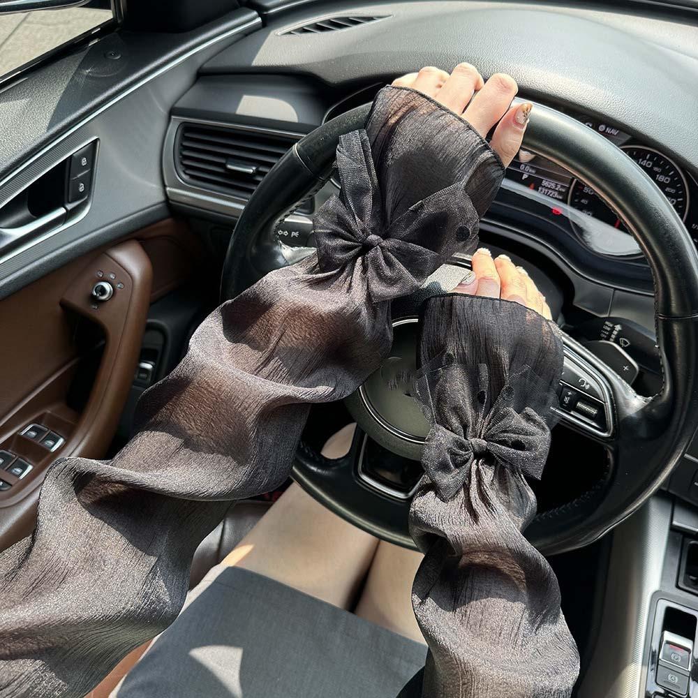 2pcs/set Sun Protection Breathable Long Arm Sleeves Fingerless Yarn Arm Sunscreen Covers For Women