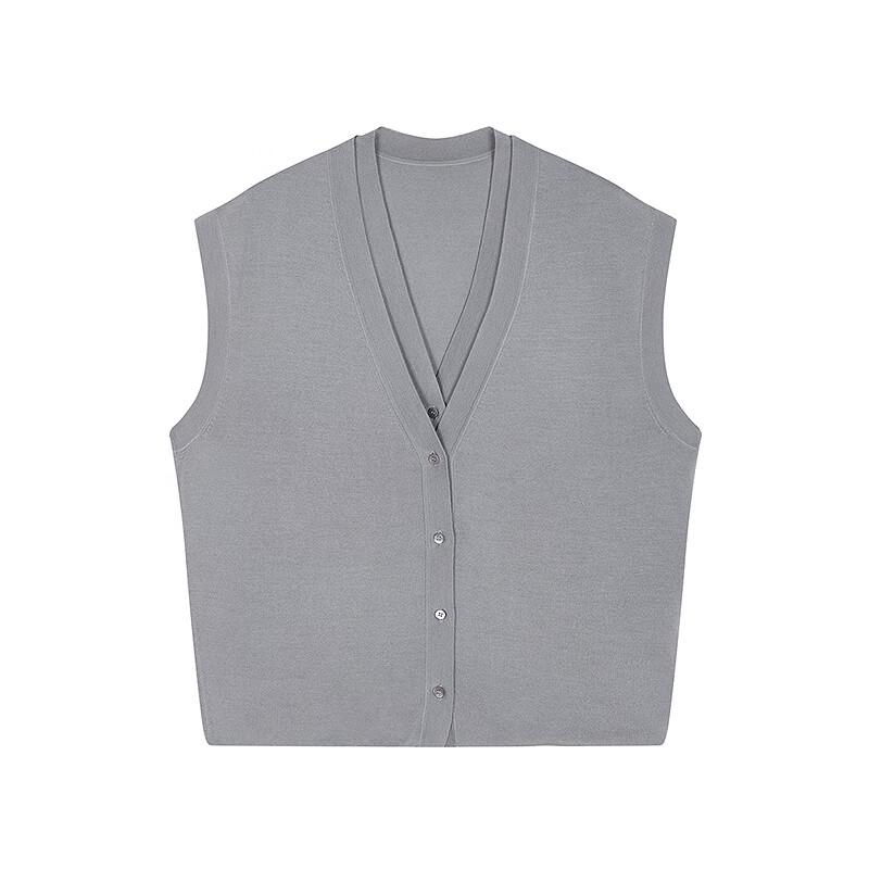 LESS 2025 Summer Sleeveless V-Neck Wool Cardigan Vest