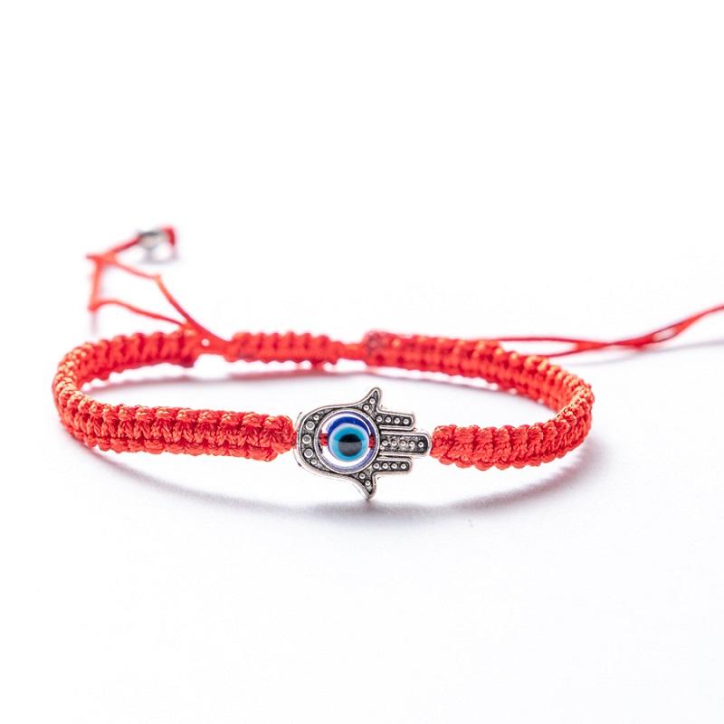Handmade Adjustable Braided Rope Bracelet Lucky Fatima Hamsa Hand Evil Eye Charm Bracelets for Women Men Couple Amulet