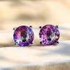 Luxury Female Crystal Rainbow Zircon Stone Round Stud Earrings Vintage Silver Color Wedding Fashion  For Women