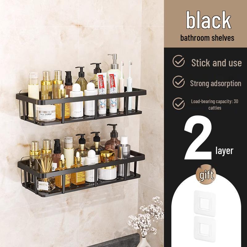 No-Drill Wall-Mounted Bathroom Storage Rack for Dormitories