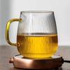1-6PCS Japanese Striped Glass with HandleTransparent Water Cup Home Net Celebrity Heat-Resistant Drinking Juice Cup Wine Glasses