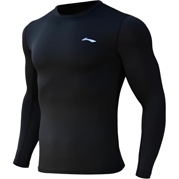 

Li Ning Plain Logo Print Round Neck Pullover Long Sleeve T-Shirt Men tops Black AUDN125-1 XXXXL