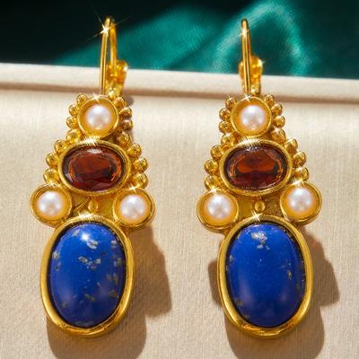 European and American Retro Trend Irregular Hanging Earrings, Women's Personalized Classic Holiday Accessories Zircon
