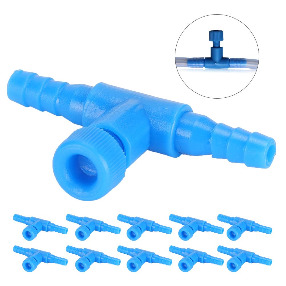 10pcs Fish   Tee Connector 3 Way Pump  line Tube   Volume Adjust Control Valve for 0.2in Hose