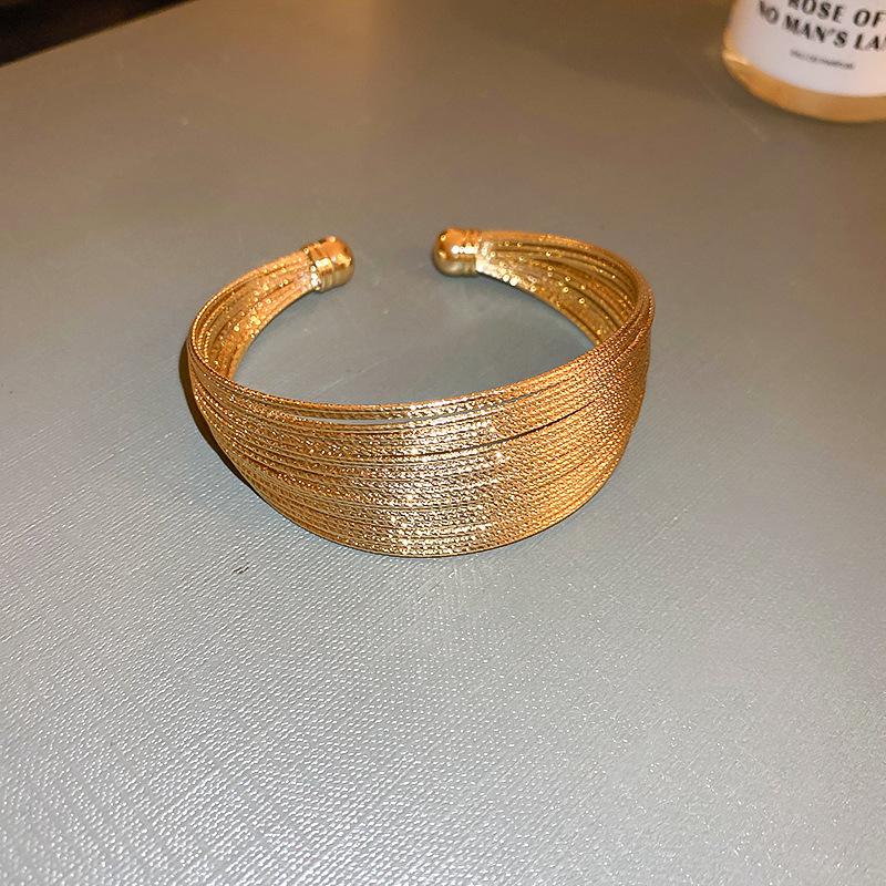 Minimalist Double-Layer Hollow Armlet: European & American Style, Exaggerated & Fashionable High-End Bracelet