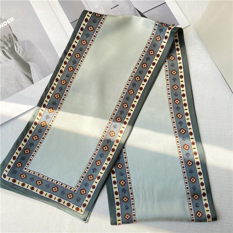 Double-Layer Silk Scarf Mulberry Silk Scarf Women'S Versatile Autumn Style Foreign Style Thin Narrow Long Multi-Functional Decorative Scarf Streamer