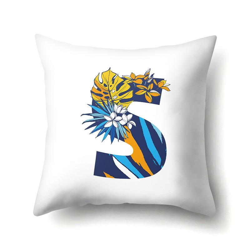 Polyester Pillowcase Tropical Plant Parrot Bird 26 English Letters Home Cushion Cover Bedside Cushion Cover