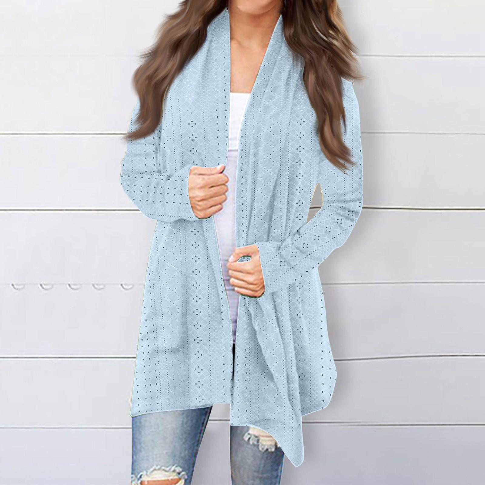 

Женская модная однотонная куртка с длинным рукавом, повседневное пальто-кардиган L