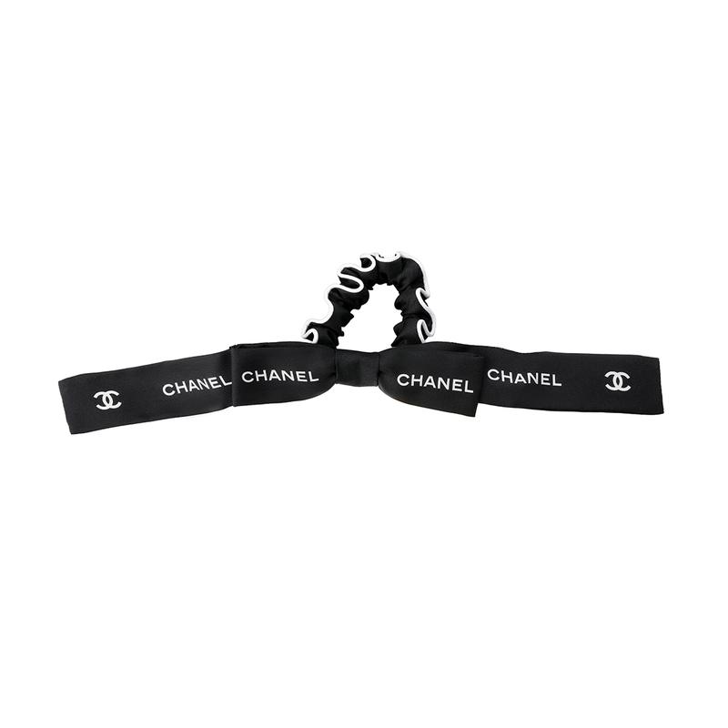 

CHANEL new bow rabbit ears silk hair rope women s black чорний