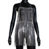 Dropshipping Sexy Club Nightclub Party Dance Crystal Bling Rhinestone Chain Tassel Halter Body Chain Dress Set