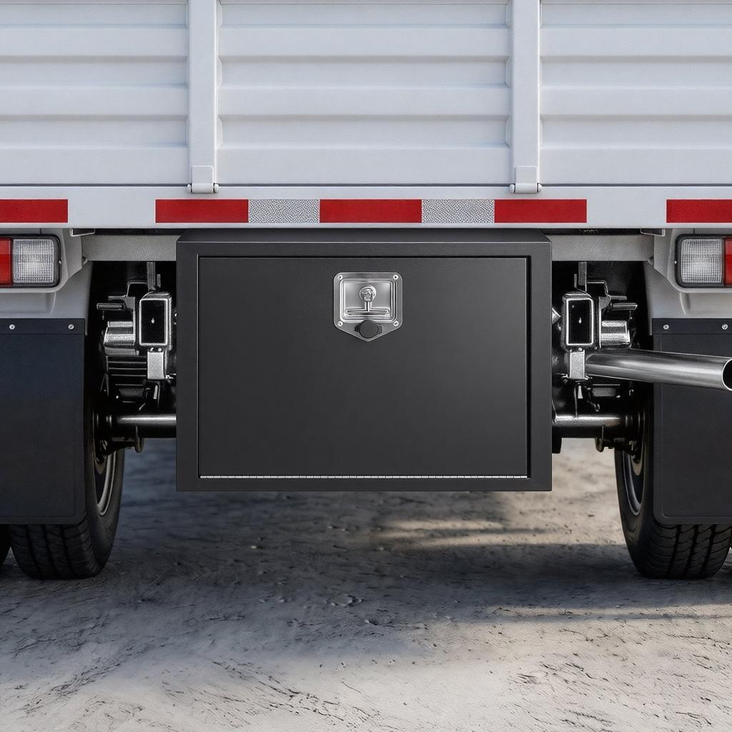 Underbody Truck Tool Box, 762 x 457 x 457 mm Heavy Duty Steel Trailer Storage Box with Lock & Keys, Waterproof Trailer Storage Organizer Under Body