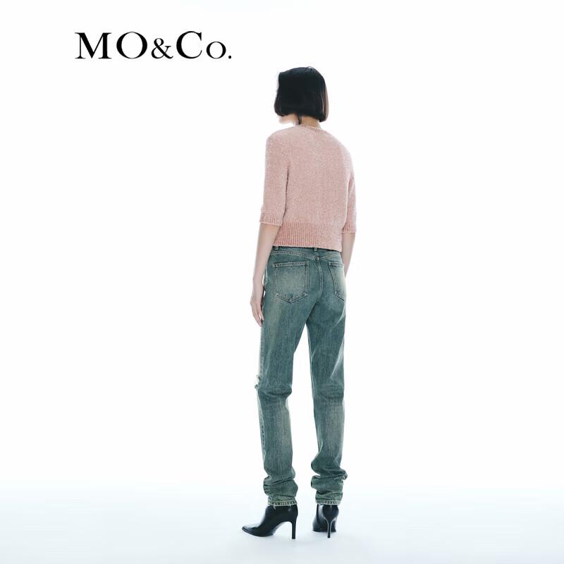 MO&Co. NOIR High-Waist Distressed Denim Jeans