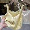 Girls' Chic Wool Knit Spaghetti Strap Tank: Niche Sleeveless Top for Early Autumn