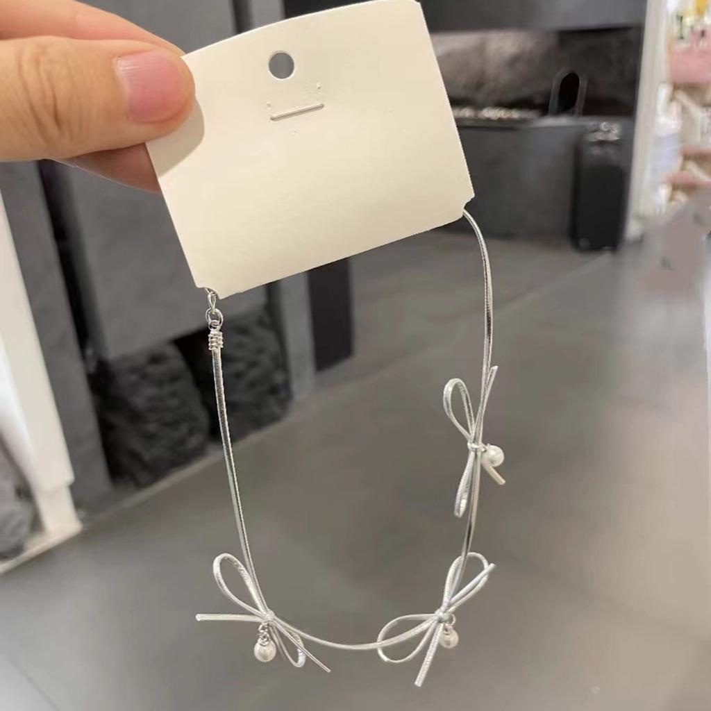 Butterfly Pearl Pendant Necklace Minimalists Bow Neckchain for Women Girls Metal Collarbone Chain Stylish Accessory