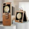 Funda de Cuero Portátil con Anillo Anticaída para Samsung Galaxy Z Flip 7 5G Flip7 FE Flip6 Flip5 Flip4 Flip 6 5 4 Funda Coque