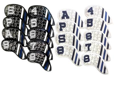 Golf Head Cover Iron Cover for Irons Embroidered 9 Piece Set S Numbered Star Line Black White 4-9 P, A, (White)