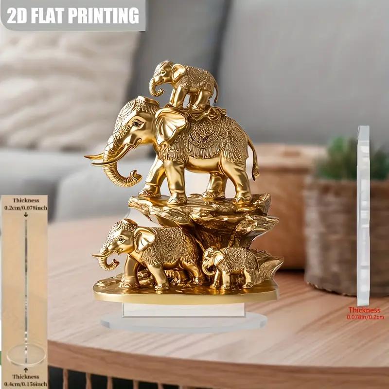 Elegant 2D Flat Elephant Statue Ornament Home Office Decor Desktop Accessory for Birthday Anniversary Friendship Gifts