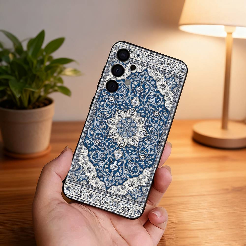 

Fashion Persian Carpet Floral Pattern Phone Case For Samsung S25,S24,S21,S22,S23,S30,Ultra,S20,Plus,Fe,Lite,5G Black Cover Samsung S21Ultra
