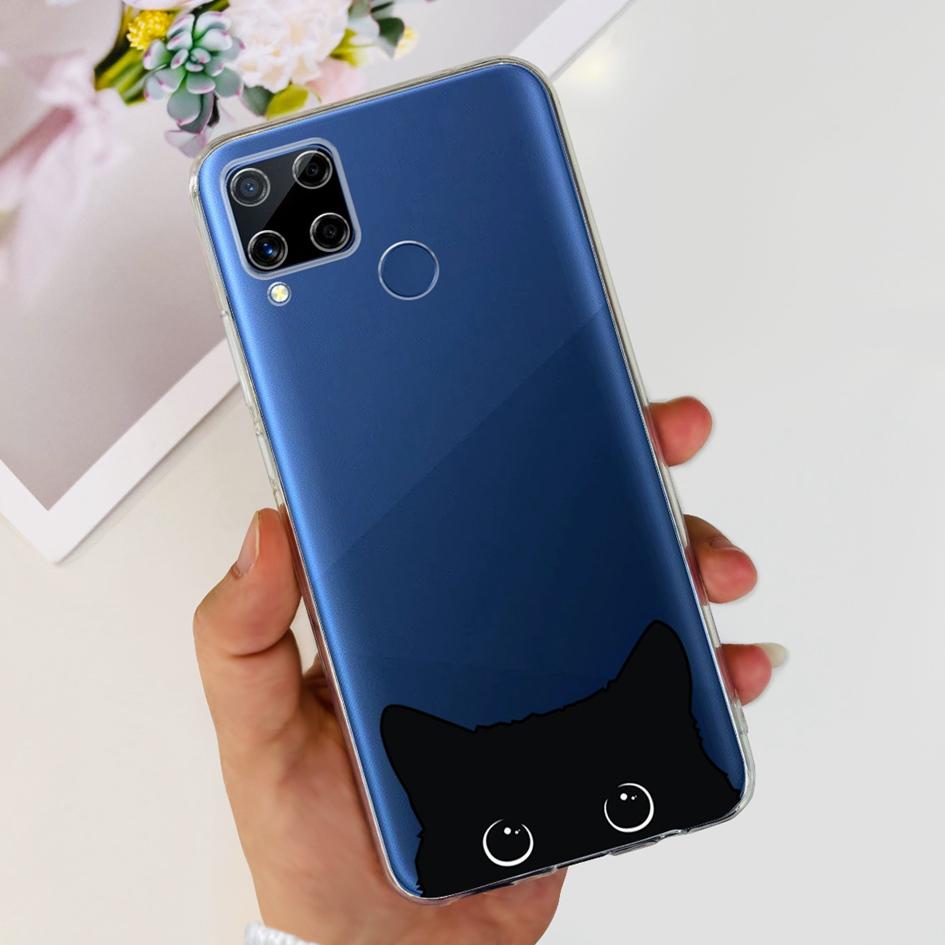 For Realme C15 Case Fashion Marble Butterfly Flower Soft TPU Phone Case For Realme C15 RMX2180 RMX2195 Coque C 15 Silicone Cover
