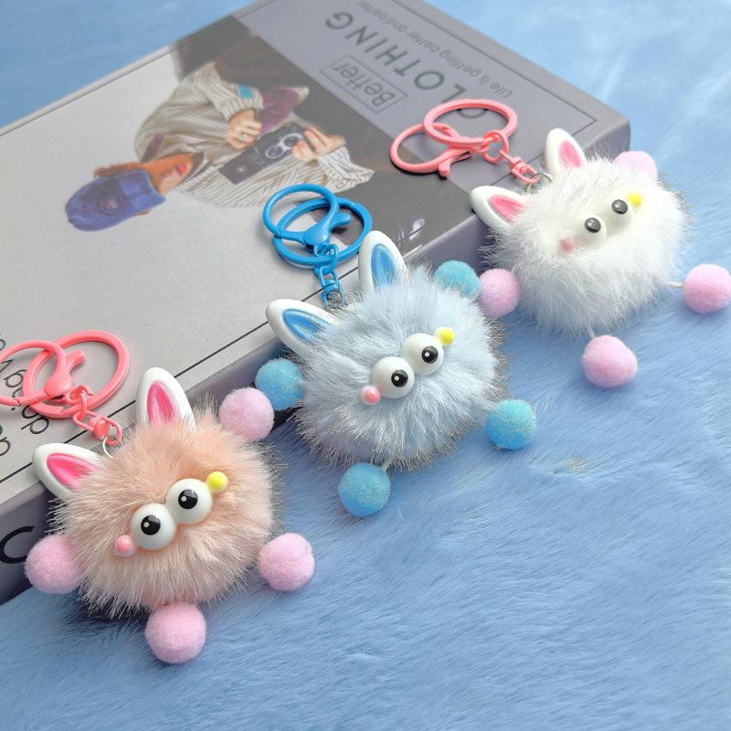 Imitation Mink Ears Elf Plush Cartoon Pendant Furry Cute Cartoon Fur Ball Couple Bestie Gift Keychain