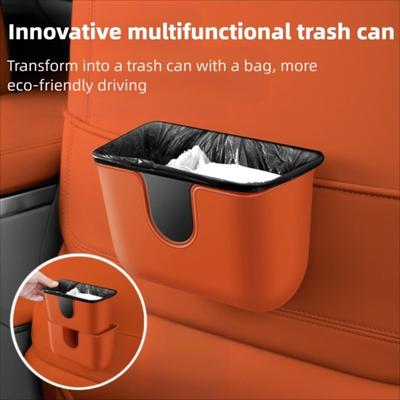 Durable Hanging Car Trash Can Waterproof Space Saving Vehicle Garbage Bin Portable Universal Car Backseat Storage Box Sundries