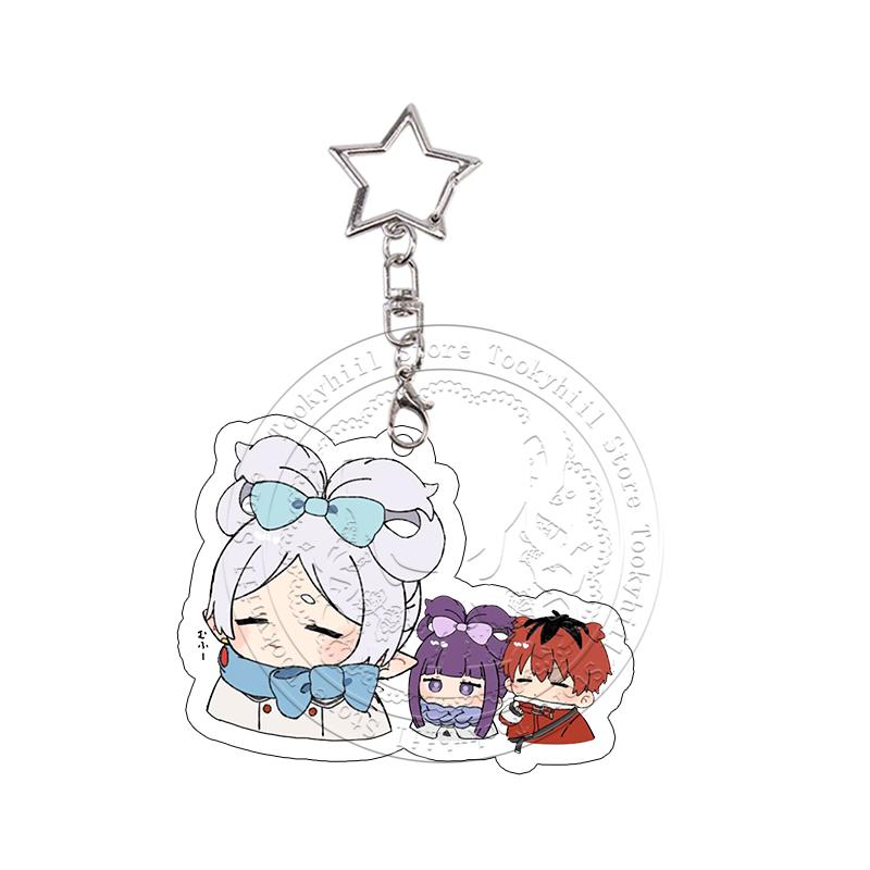 Chibi Sousou No Frieren Acryl Schlüsselanhänger Fern Stark Exquisite Schultaschen Dekoration Anime Cartoon Zubehör Anhänger Schlüsselanhänger Geschenk