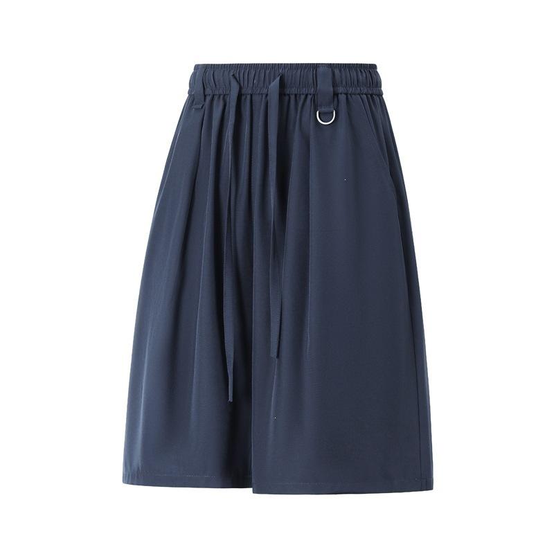 Men Solid Color Casual Loose Drawstring Straight Large Size Knee Length Shorts