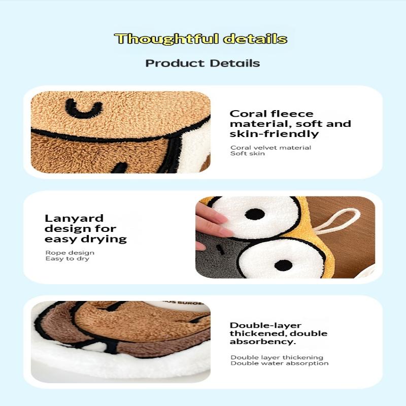 Cartoon Hand Towel Wall Hanging Towel Thick Soft Handkerchief Rag For Kitchen Bathroom Washing Hands Cloth