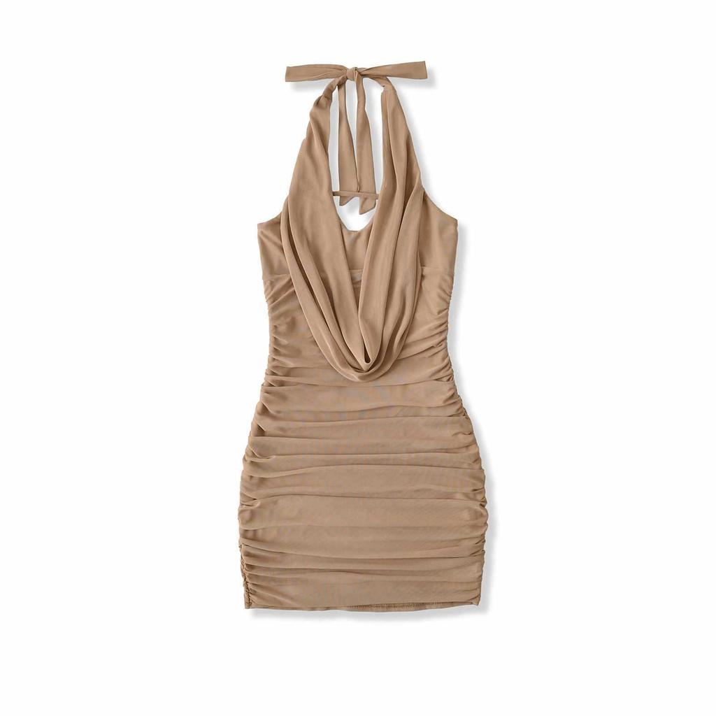 European & American Spicy Girl Mesh Halter Bodycon Mini Dress