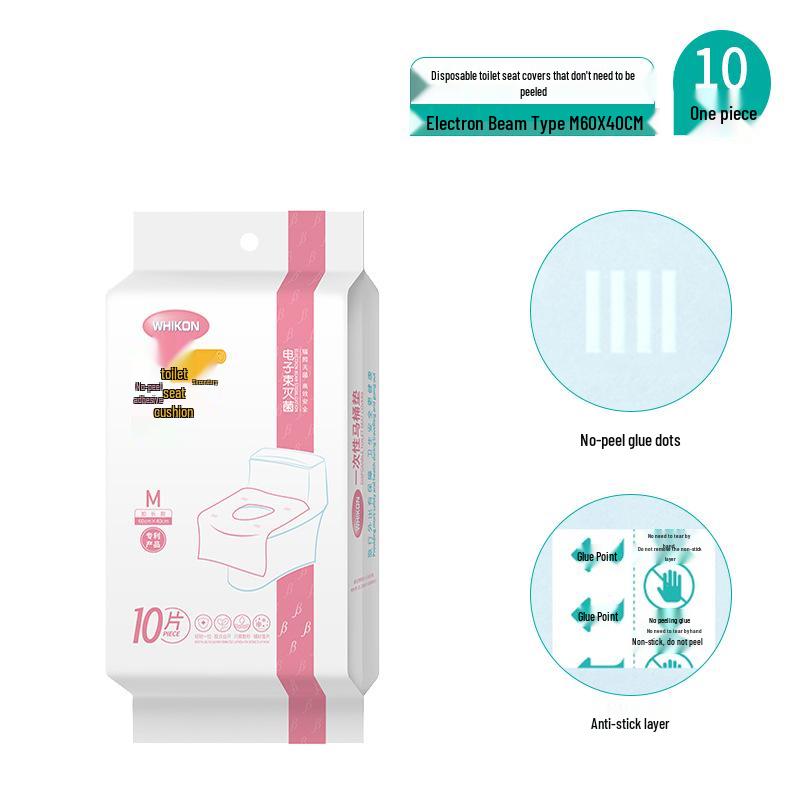 Individually Wrapped No-Peel Disposable Toilet Seat Cover for Travel & Hotel Use