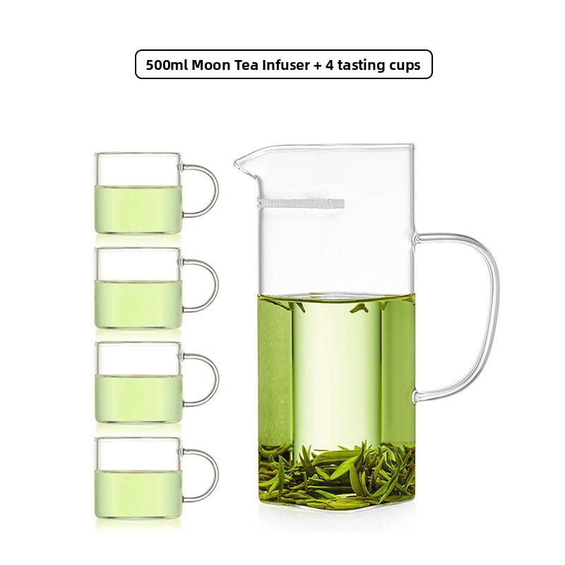 Thiened Glass Een Tea Brewing Device Inteated Tea Cup Strainer One-Piece Tea Dripper Moon Tooth Filter Tea Cup Tea Pot