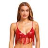 Shiny Sequin Tassel Bra for Womens S-3XL - Swing Fringe Bralette No-pad Wireless Top for Belly Dance Disco Dancewear