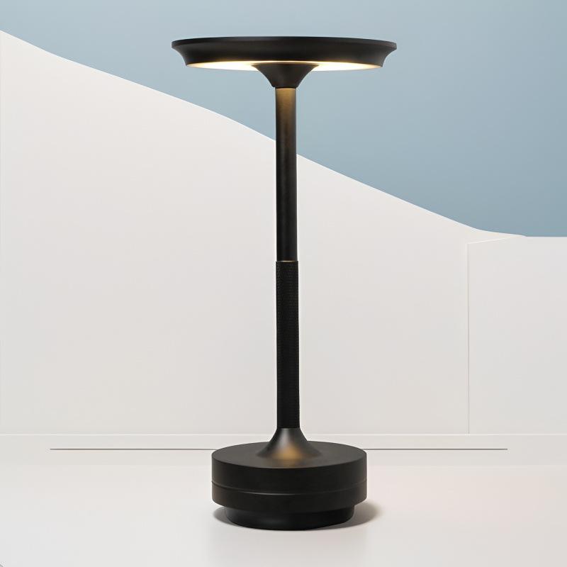 Minimalist I-Shaped Metal Table Lamp with LED Rechargeable Touch Control