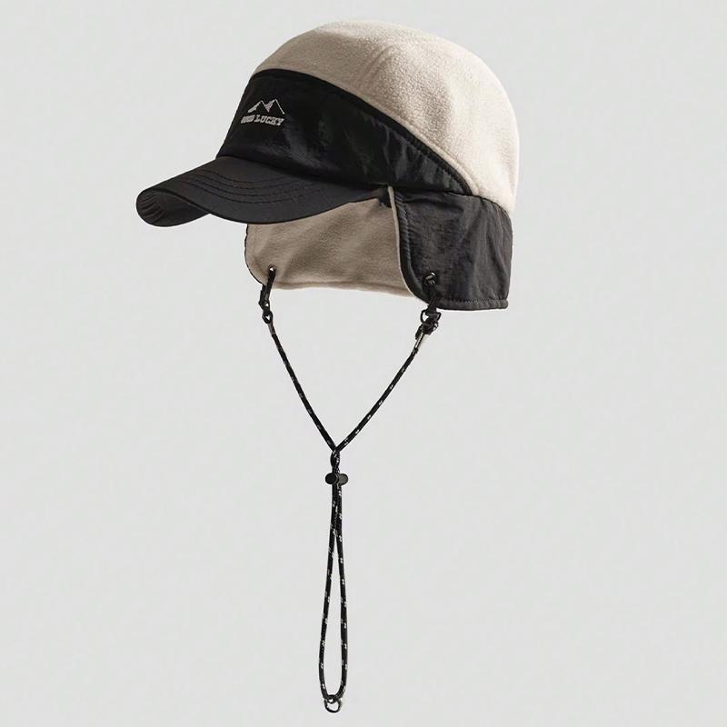 1pc Color-blocked Winter Bomber Hat Lei Feng Hat for Men and Women,Outdoor Warm Ear Protection Windproof Cord Ski Ride Pilot Hat