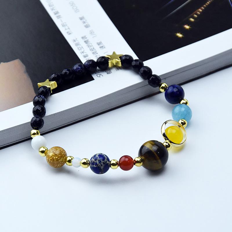 Galaxy Solar System Bracelet Transfer Beads Eight Planets Natural Hand-Woven