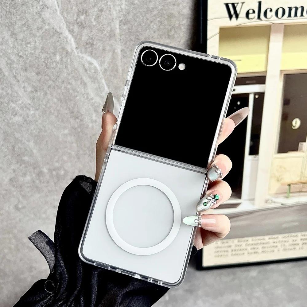 

Matte for Magsafe Magnetic Case for Samsung Galaxy Z Flip 7 Flip7 zflip Frosted Hard PC Ultra Slim Shockproof Back Cover Galaxy Z Flip7