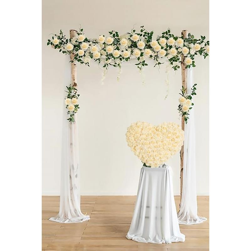 Rose Head Artificial Flowers for Arrangement Decoration 5 Pcs - White