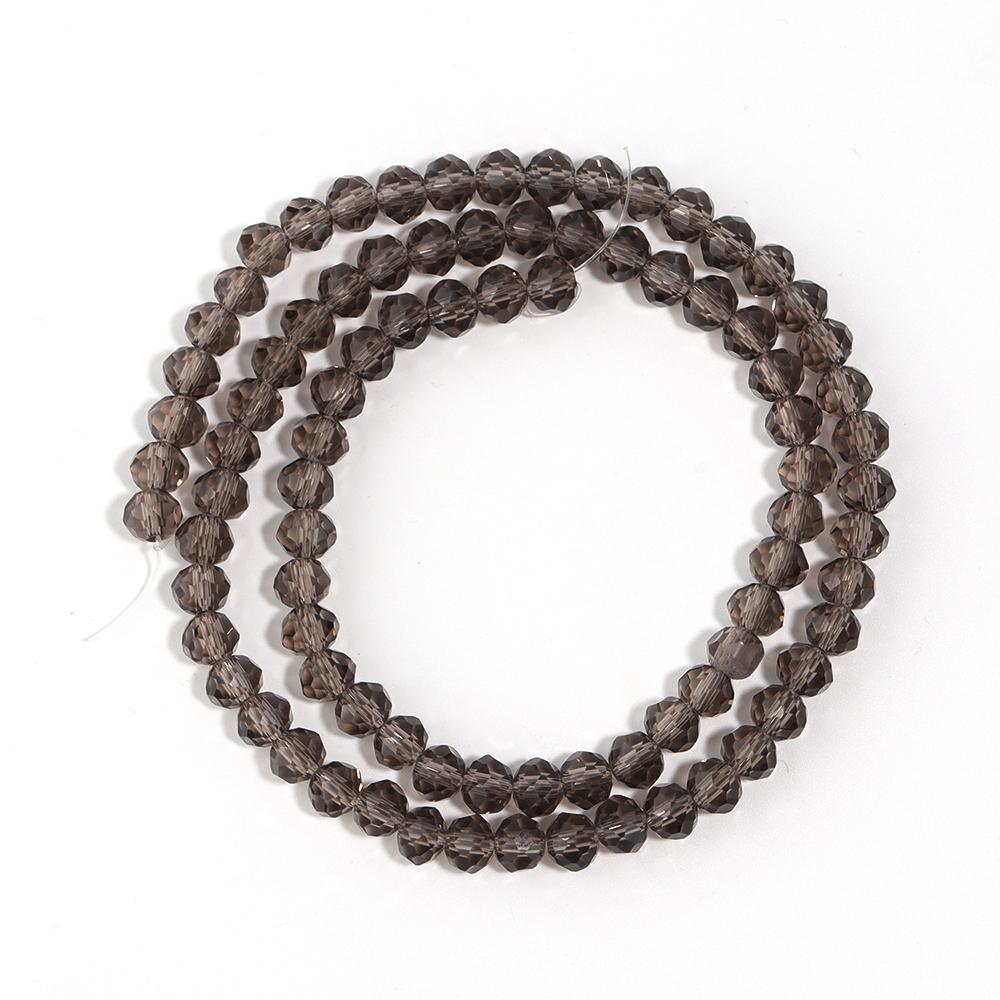 1 Strand 4/6/8mm Faceted Crystal Beads Dark Grey Rondelle Loose Spacer Glass Beads For Jewelry Making DIY Bracelets Necklace