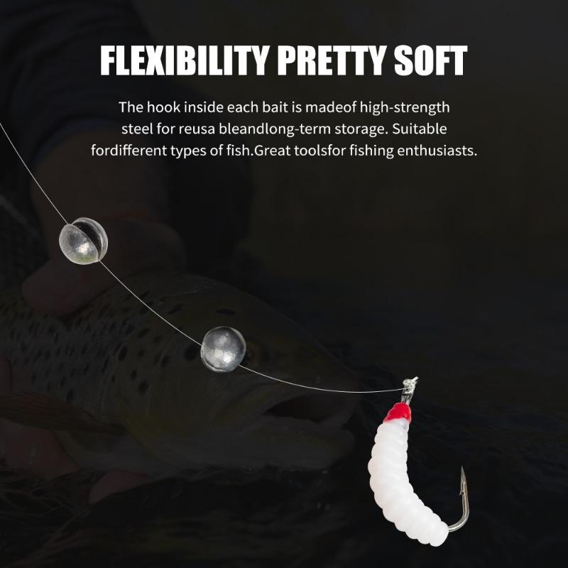 100pcs Breadworm Fishing Bait Set Freshwater Sandworm Maggot Soft Worm Fishing Lure Set