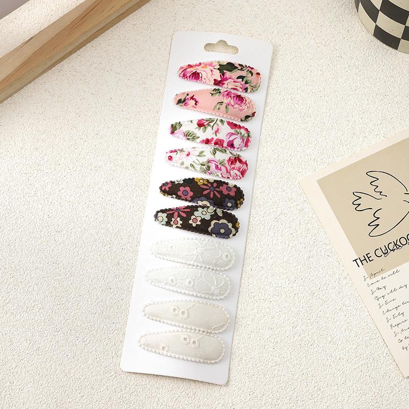

10Pcs/Set Fresh Print Cotton Alloy Hair Clips For Kids Fabric Plaid Bb Hairpins Girl Hairgripe Headwear Baby Hair Accessories