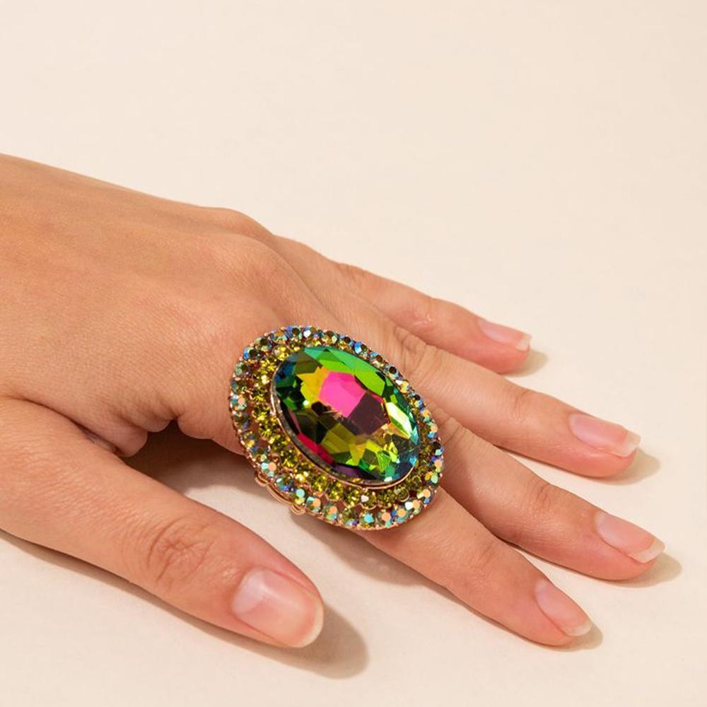 Stonefans Crystal Round Open Rings for Women Cocktail Party Jewelry Gift Graceful Design Rhinestone Finger Accessories Handmade