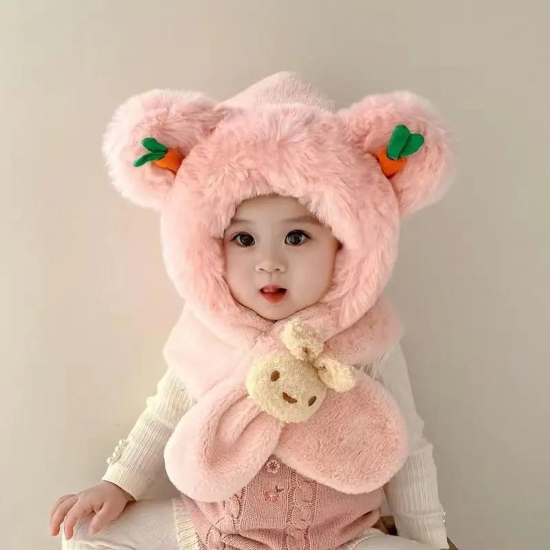 Children Hats Baby Cute Cartoon Hat Autumn Winter New Plush Hat for Newborn Baby Windproof Christmas Children's Accessories Hats