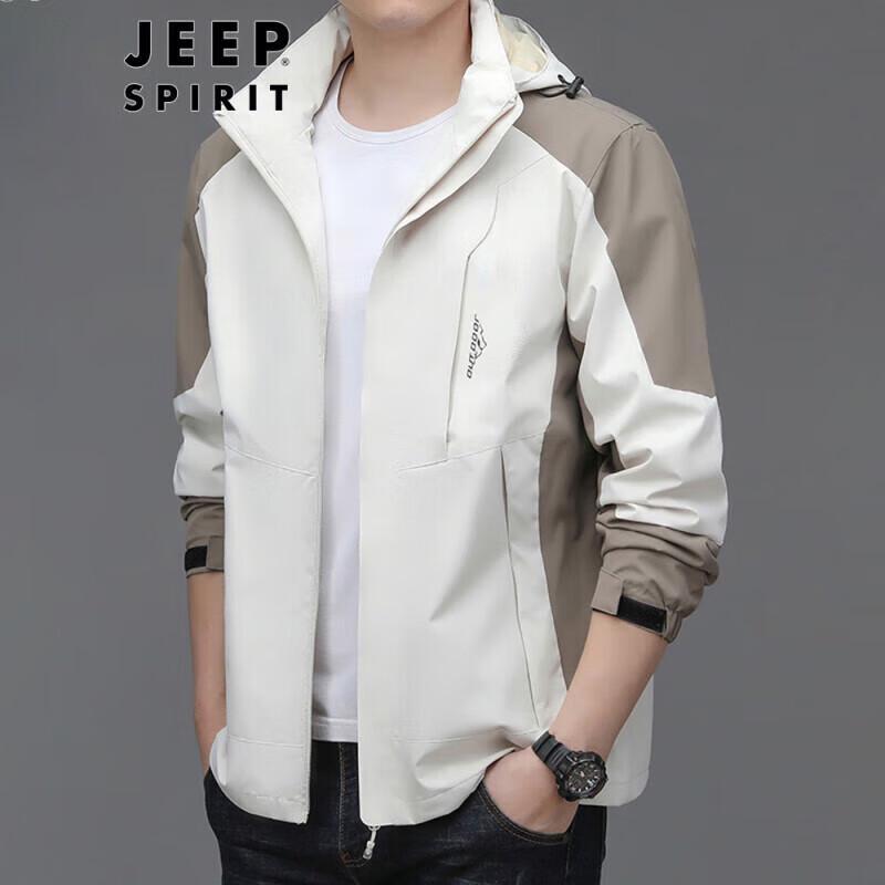 JEEP SPIRIT Men's Hooded Colorblock Casual Jacket