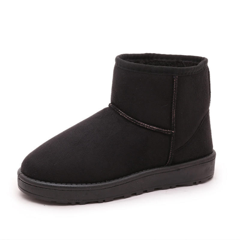 Winter Snow Boots Female Students Warm Fleece Thickened Flat Bottom Warm Cotton Shoes Suede Short Snow Boots
