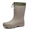Unisex Mid-Calf Waterproof Drawstring Rain Boots - Lightweight Non-Slip Rubber Shoes