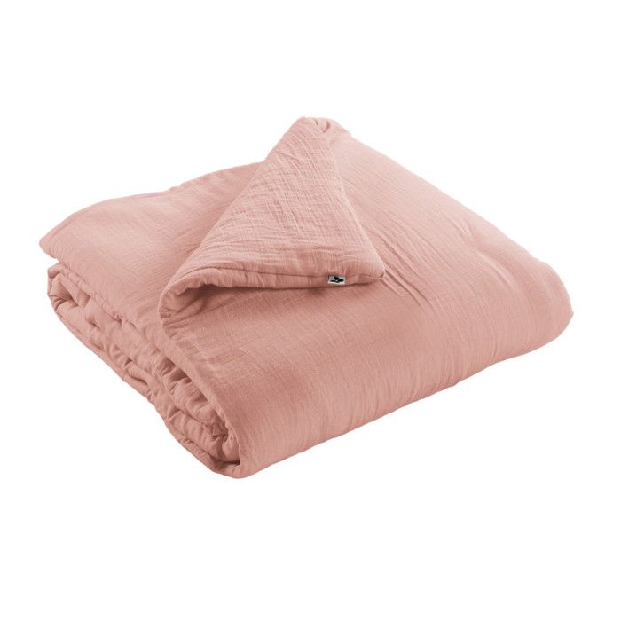 Duvet or Bedspread "Gaïa" All Sizes "Cotton Gauze" The Butterfly Effect - Gaia Peach Pink - 180 X 240 Cm